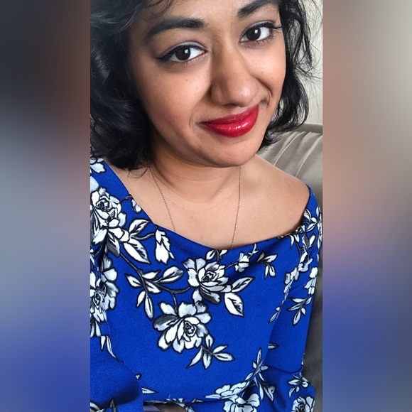 OLIVIA MATTHEWS Off-the-Shoulder Chinoiserie Floral Dress - Picture 11 of 12